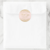 Blush Pink Faux Gold Glitter Wedding Thank You Classic Round Sticker (Bag)