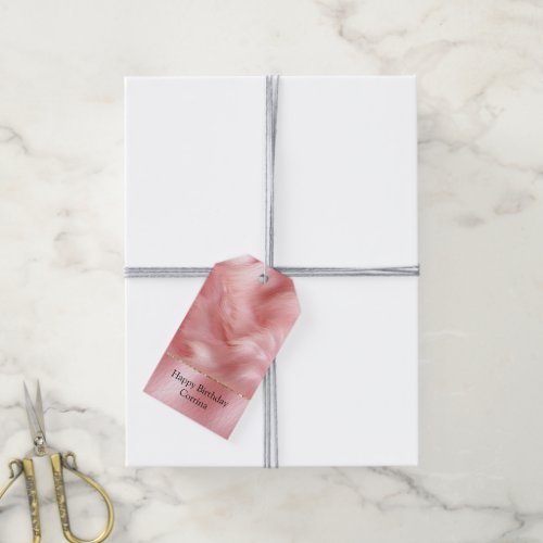 Blush Pink Faux Leather  Fur Gift Tags