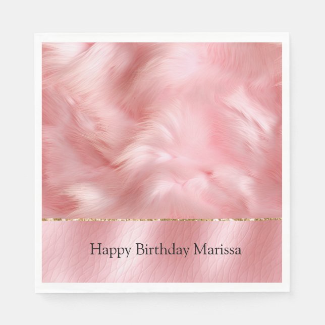 Blush Pink Faux Leather & Fur Napkins (Front)