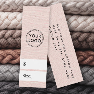 Blush pink faux linen look price hang tag