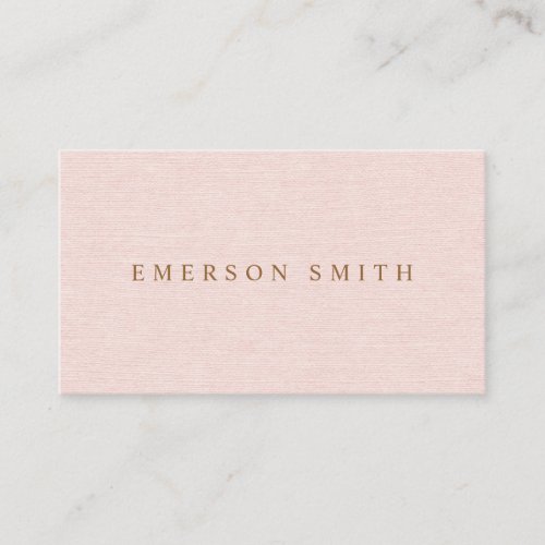 Blush pink faux linen minimalist professional business card
