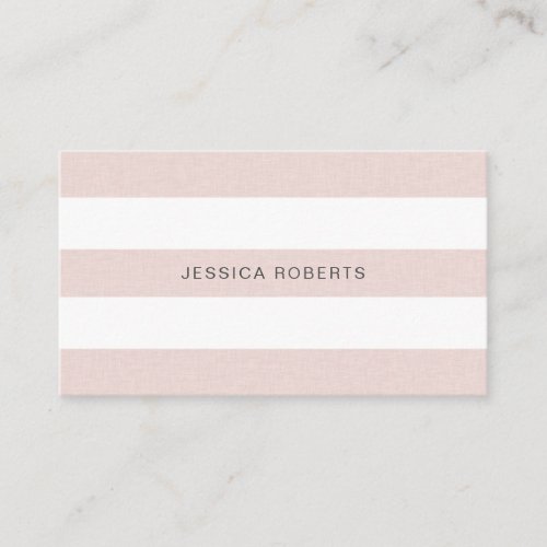 Blush Pink Faux Linen Stripes Pattern Business Card