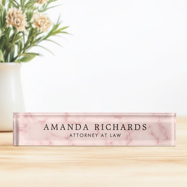 Blush pink faux marble desk name plate (Blush pink faux marble desk name plate)