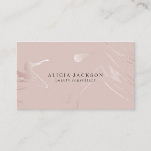 Blush Pink Faux Rose Gold Classy Beautician Business Card