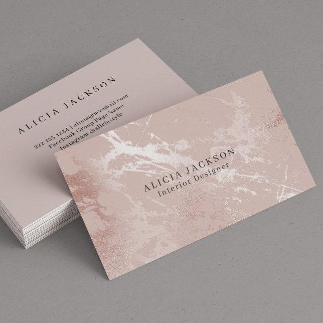 Blush Pink Faux Rose Gold Classy Interior Designer Business Card (Creator Uploaded)