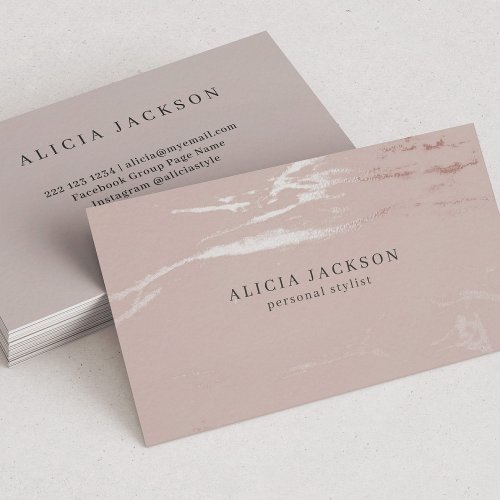 Blush Pink Faux Rose Gold Classy Personal Stylist Business Card