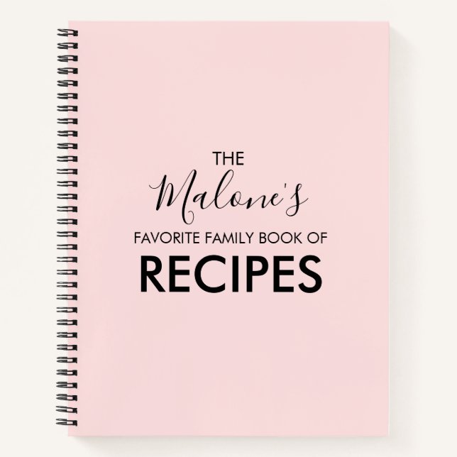 Blush Pink Favorite Family Book of Recipes (Front)