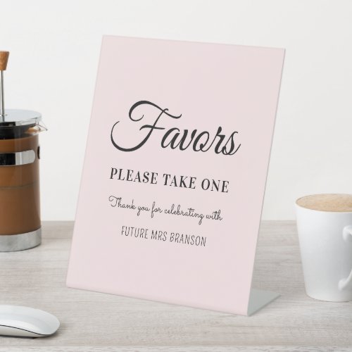 Blush Pink Favors Bridal Shower Pedestal Sign