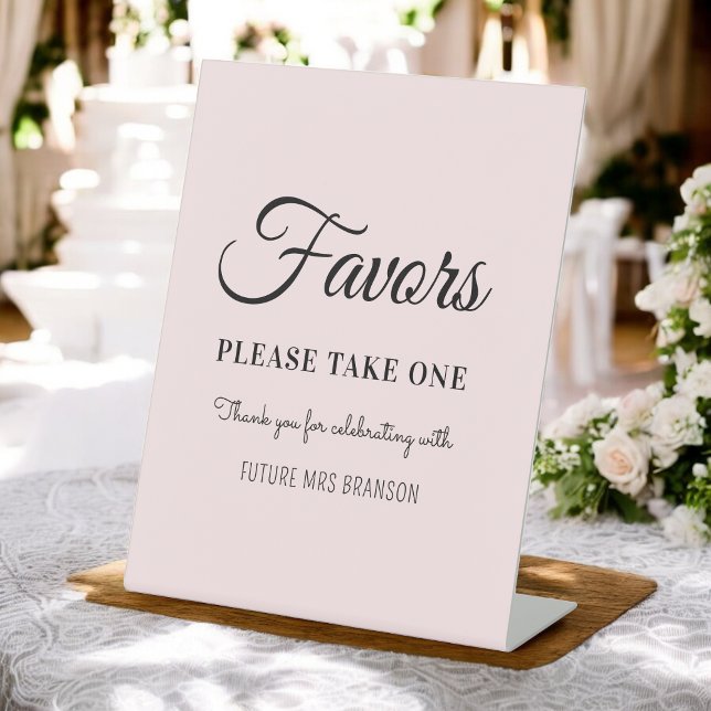 Blush Pink Favors Bridal Shower Pedestal Sign (Creator Uploaded)