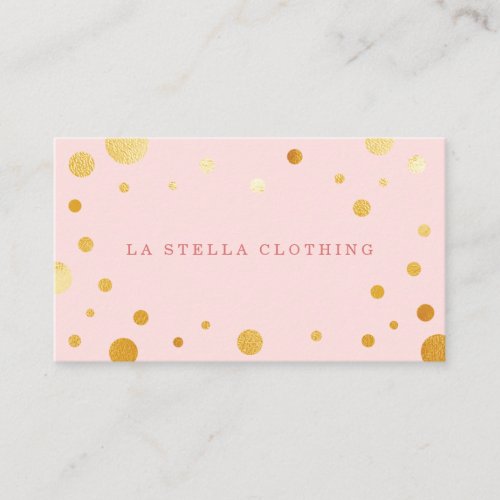 Blush Pink Feminine Chic Gold Confetti Polka Dot Business Card