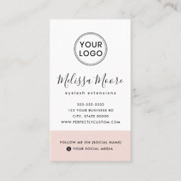 Blush pink feminine custom logo social media business card | Zazzle