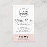 Blush pink feminine custom logo social media business card
