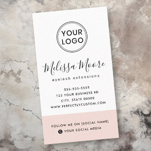 Blush pink feminine custom logo social media business card