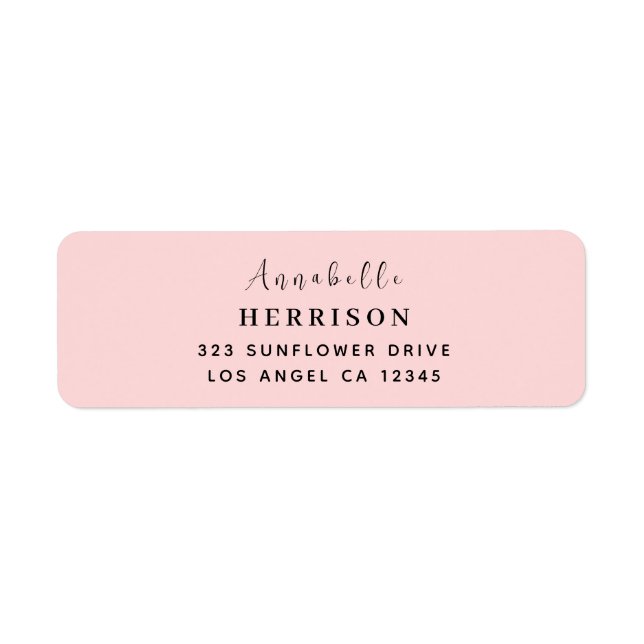 Blush Pink Feminine Monogram Design Label (Front)