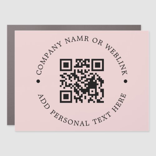 Blush Pink Feminine QR Code Business Car Magnet