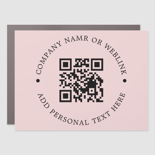 Blush Pink Feminine QR Code Business Car Magnet (Front)