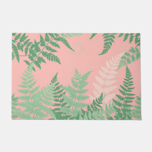 Blush Pink Fern Leaf Botanical Sage Green Modern  Doormat