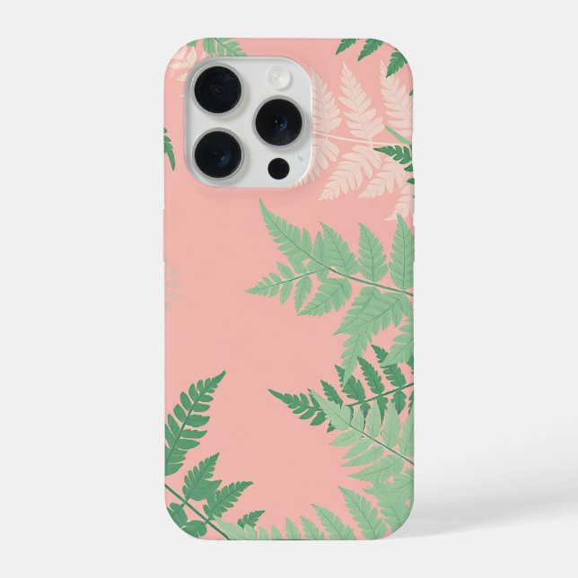 Blush Pink Fern Leaf Botanical Sage Green Modern  iPhone Case (Back)