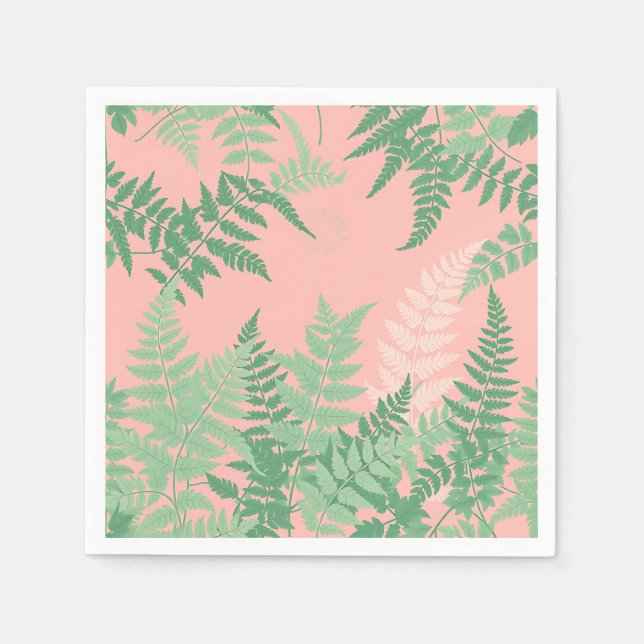 Blush Pink Fern Leaf Botanical Sage Green Modern  Napkins (Front)