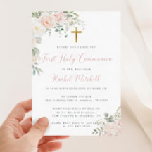 Blush Pink First Holy Communion Invitation Templat