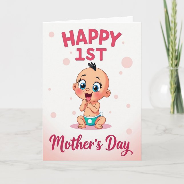 Blush Pink First Mothers Day Card (Front)