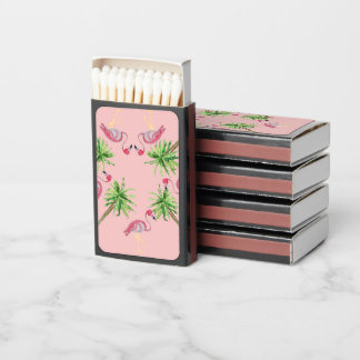Blush Pink Flamingo Flamingos Palm Tree  Matchboxes