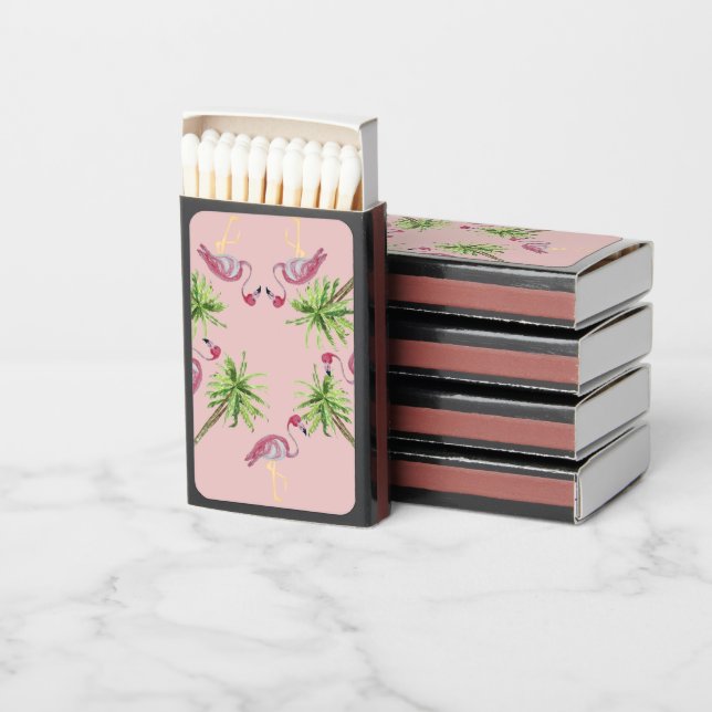 Blush Pink Flamingo Flamingos Palm Tree  Matchboxes (Stacked)