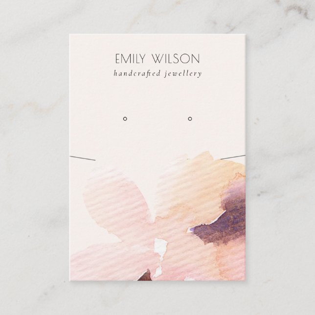 Blush Pink Flora Abstract Necklace Earring Display Business Card (Front)