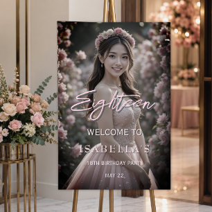 Blush Pink Floral 18th Birthday Welcome Sign