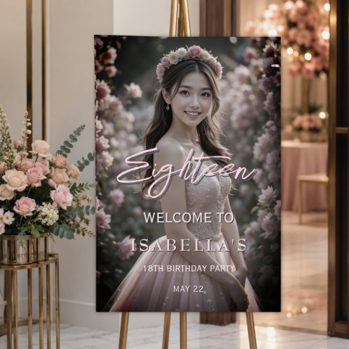 Blush Pink Floral 18th Birthday Welcome Sign