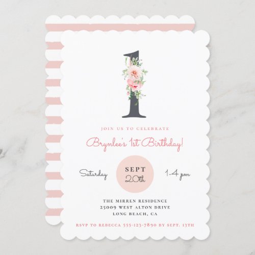 Blush Pink Floral 1st Birthday