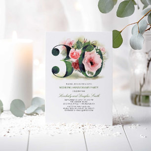 Blush Pink Floral 30th Wedding Anniversary Invitation