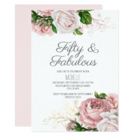 Blush Pink Floral 50 and Fabulous Birthday Invitation
