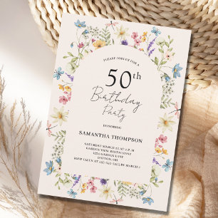 Blush Pink Floral 50th Birthday Invitation