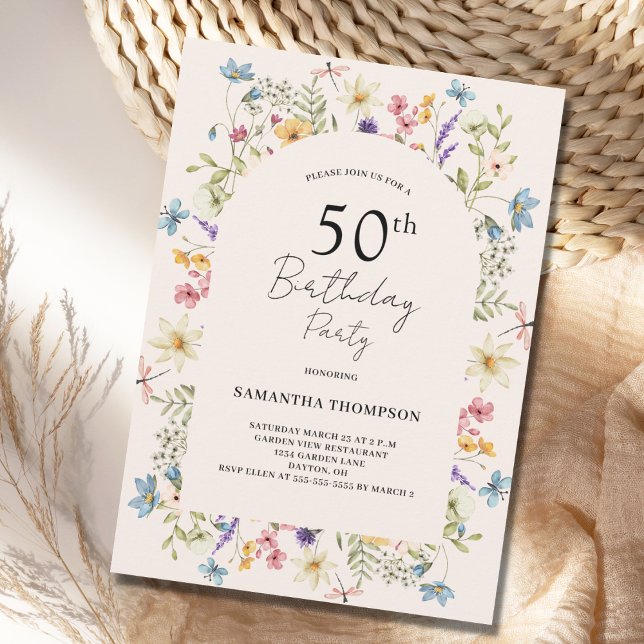Blush Pink Floral 50th Birthday  Invitation (Creator Uploaded)