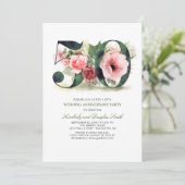 Blush Pink Floral 50th Wedding Anniversary Invitation (Standing Front)