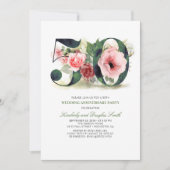 Blush Pink Floral 50th Wedding Anniversary Invitation (Front)