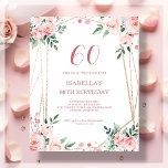 Blush Pink Floral 60th Budget Birthday Invitation<br><div class="desc">Looking for an affordable and charming invitation for your upcoming 60th birthday bash? Look no further than our blush pink floral paper invitation! With a lovely design featuring delicate blush pink flowers on a clean white background and an elegant font, this customizable invitation is sure to set the perfect tone...</div>