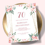 Blush Pink Floral 70th Budget Birthday Invitation<br><div class="desc">Looking for an affordable and charming invitation for your upcoming 70th birthday bash? Look no further than our blush pink floral paper invitation! With a lovely design featuring delicate blush pink flowers on a clean white background and an elegant font, this customizable invitation is sure to set the perfect tone...</div>