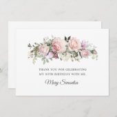 Blush Pink Floral 80th Birthday Thank You (Front/Back)