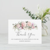 Blush Pink Floral 80th Birthday Thank You (Standing Front)