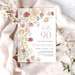 Blush Pink Floral 90th Birthday Invitation<br><div class="desc">Celebrate 90 years in style with this elegant blush pink floral 90th birthday invitation template! Featuring soft blush pink flowers mixed with elegant greenery, this design is perfect for a sophisticated and timeless celebration. Easily customize the text to include your party details, making it a personal and unique way to...</div>