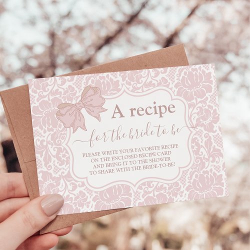 Blush Pink Floral A Recipe For The Bride To Be Enclosure Card