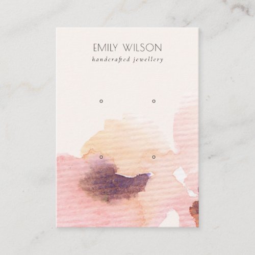 Blush Pink Floral Abstract 2 Stud Earring Display Business Card