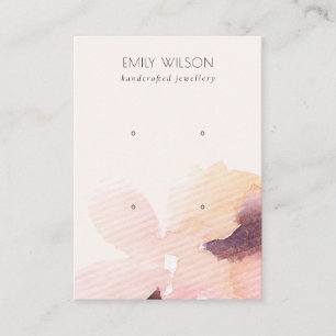 Blush Pink Floral Abstract 2 Stud Earring Display Business Card
