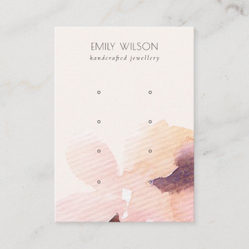 Blush Pink Floral Abstract 4 Stud Earring Display Business Card