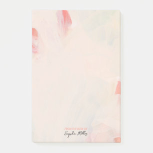 Blush Pink Floral Abstract Art Personalized Name Post-it Notes