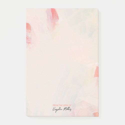 Blush Pink Floral Abstract Art Personalized Name Post_it Notes