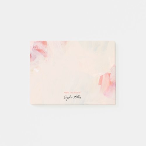 Blush Pink Floral Abstract Art Personalized Name Post_it Notes