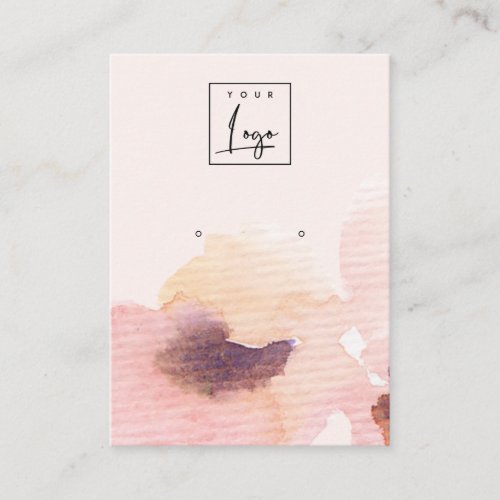 Blush Pink Floral Abstract Earring Logo Display Business Card